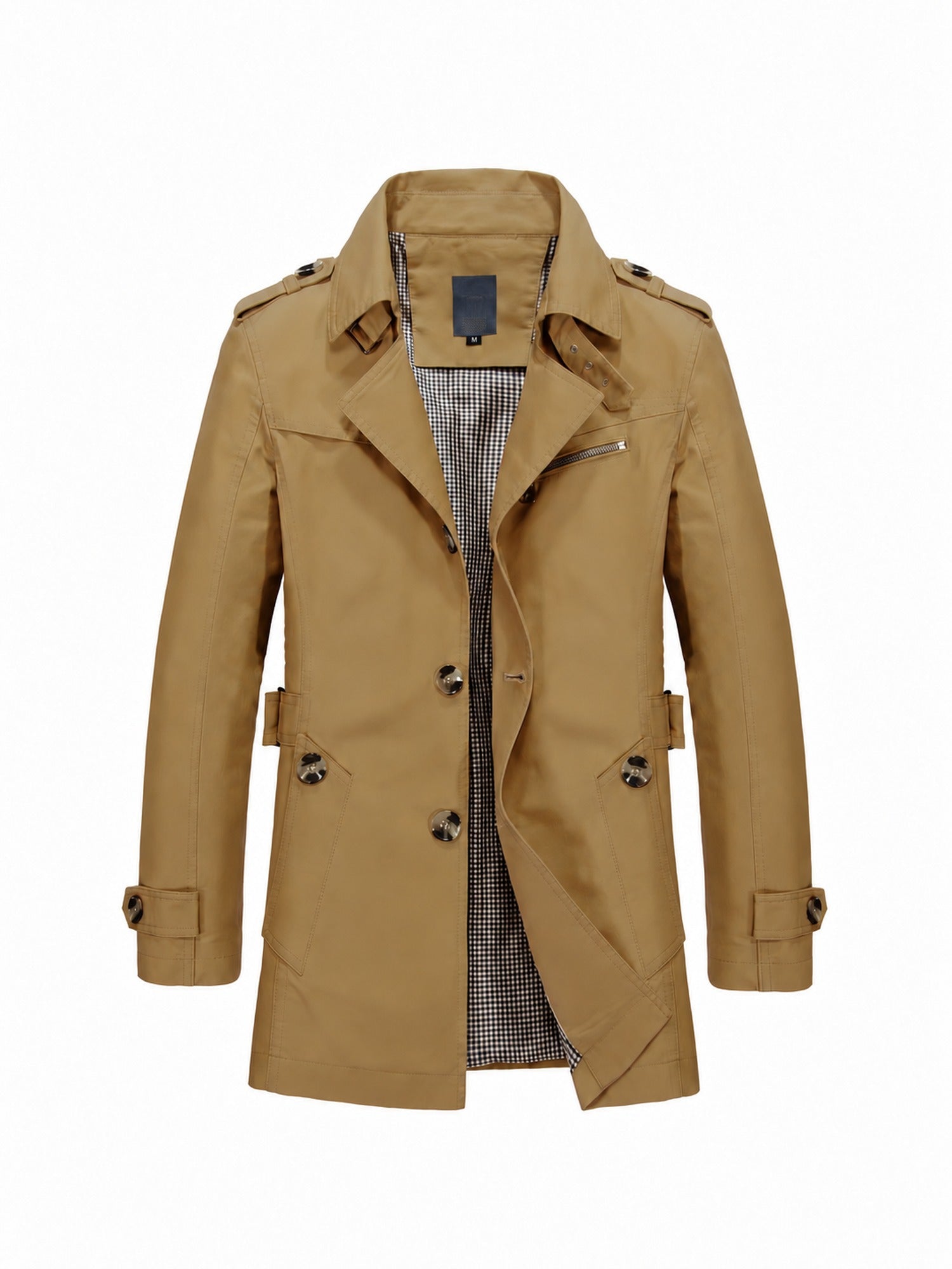95% Cotton Mid-Length Jacket – Men – Camel – front